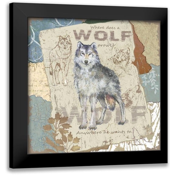 Phillips, Anita 15x15 Black Modern Framed Museum Art Print Titled - Wolf Prowl