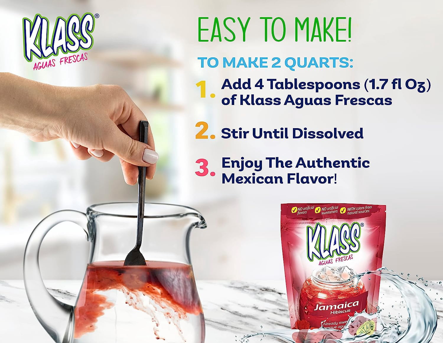 Klass Powdered Drink Mix, Jamaica, 14.1 Oz, 6 Packs