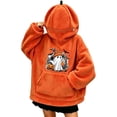 thumbnail image 3 of DHFJKG Blanket Hoodies For Women Halloween Pumpkin Sweatshirts Fuzzy Oversized Hoodie Ghost Print Flannel Tops, 3 of 6