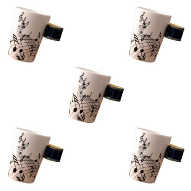 Injueey Taza de cerámica elegante y duradera, tazas de té, regalo para amantes del té, novedad, taza de notas musicales, tazas de bastón de Type2 NO2