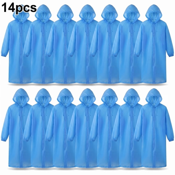 14 Pack Disposable Rain Ponchos, Random Color Emergency Waterproof Rain Poncho for Camping, Hiking, Theme Park Outdoor Activities