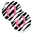 thumbnail image 1 of Monogram Initial O Zebra Stripe & Pink Set of 2 Cup Holder Car Coaster, 1 of 1