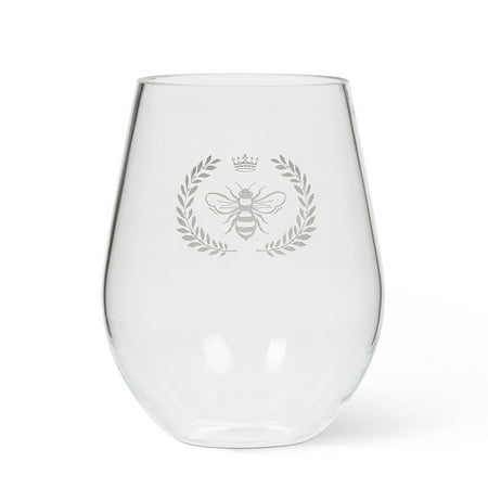 

Set of 6 Frosted Bee in Crest Stemless Wine Glass