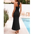 thumbnail image 5 of Merokeety Womens Summer Dresses Halter Backless Ruched Slit Maxi Formal Dress Black l, 5 of 5