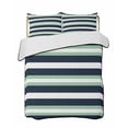 thumbnail image 2 of Quilts Full Size, Green Navy Blue Striped Soft Comforter Bedding Set for Bed, Chic Abstract Lines Geometric Lightweight Quilted Bedspread with Pillow Cover(2 Pieces) for All Season, 78x90 Inch, 2 of 6