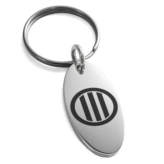 Stainless Steel Narita Samurai Crest Engraved Small Oval Charm Keychain Keyring