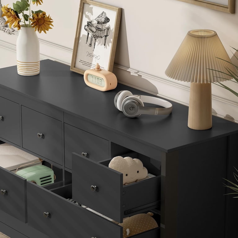 ikea black dresser 8 drawer Ikea Design Black Dresser, Glass Translucent Fronts, 8 Drawers, Good  Condition, Modern Scandinavian #5411