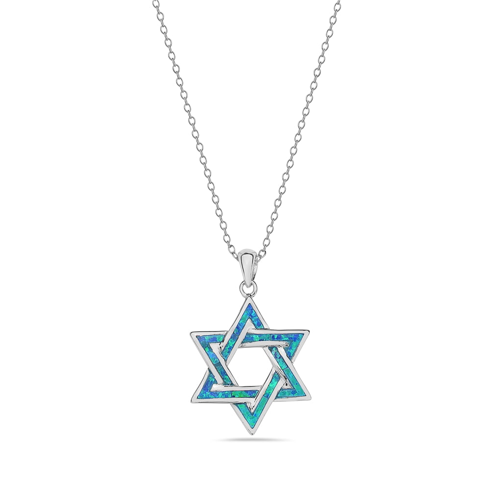 My Daily Styles - 925 Sterling Silver Womens Jewish Star of David Blue