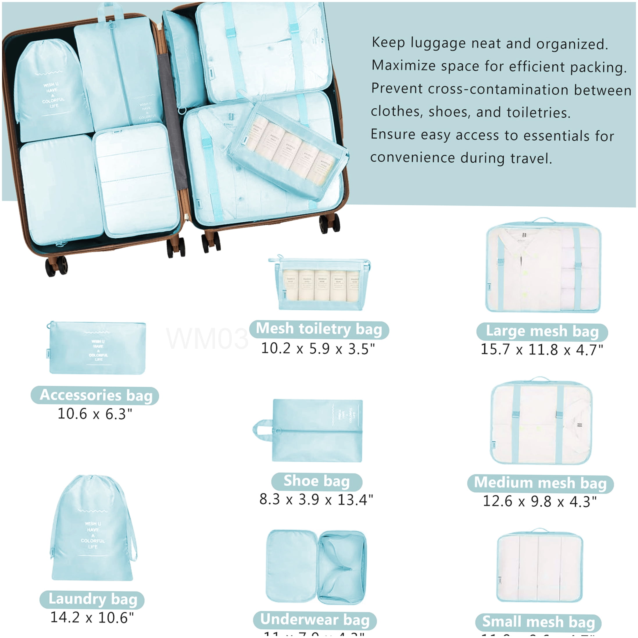 Lightweight ABS Hardshell Suitcase Set with TSA Lock, Spinner Wheels, Carry-On and Check-In Luggage in Blue