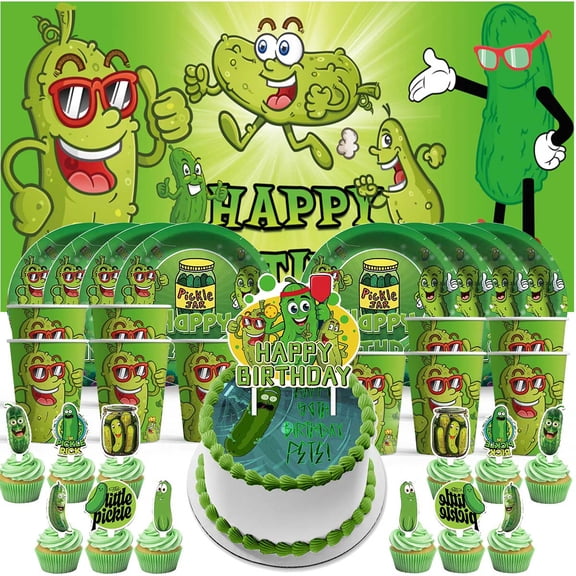 Pickle Birthday Cups Party Supplies Decor Backdrop Paper Plates Fans Decorations Banner