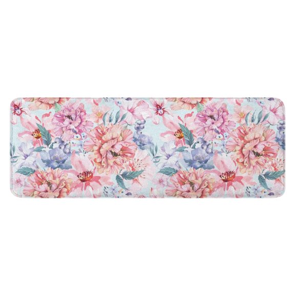 Pioneer Flower Floral Print Pattern Kitchen Rug Mat,Kitchen Runner Rugs Non Skid Washable,Decorative Kitchen Floor Mats for Kitchen,Sink,Laundry,17"x47.2"