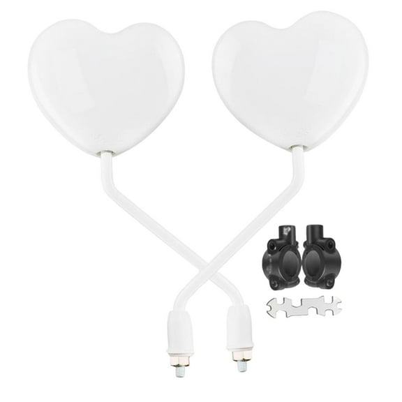 2 Pieces Rearview Mirrors Side Mirrors Motorbike Mirrors with Heart Shaped Design for Universal Motorcycles Scooters