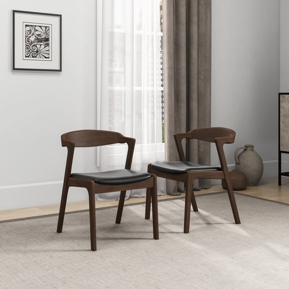 Euroco Wooden Dining Chairs Set of 2, Modern Kitchen Side Chair with Wood Legs,Brown