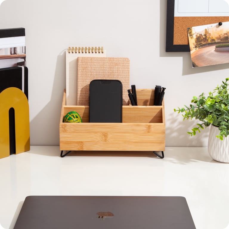 U Brands Verona Desktop Organizer, Bamboo, 3-Compartment photo 6