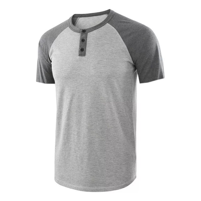 Playera Henley Casual Para Hombre Manga Corta Con Botones