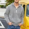 thumbnail image 1 of MHFRRA Sudadera con Capucha, Cuello Alto, Media Cremallera y Forro, Manga Larga, Térmica, Cálida, Deportiva, para Exteriores, Informal, Ajuste Cómodo Gris, 1 of 8