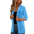 thumbnail image 5 of yoeyez Women's Chiffon Cardigan Lace Trim 3/4 Sleeve Kimono Cardigan Fashion Open Front Sheer Lightweight Cover Up Top Summer 2026 Blue,M, 5 of 7