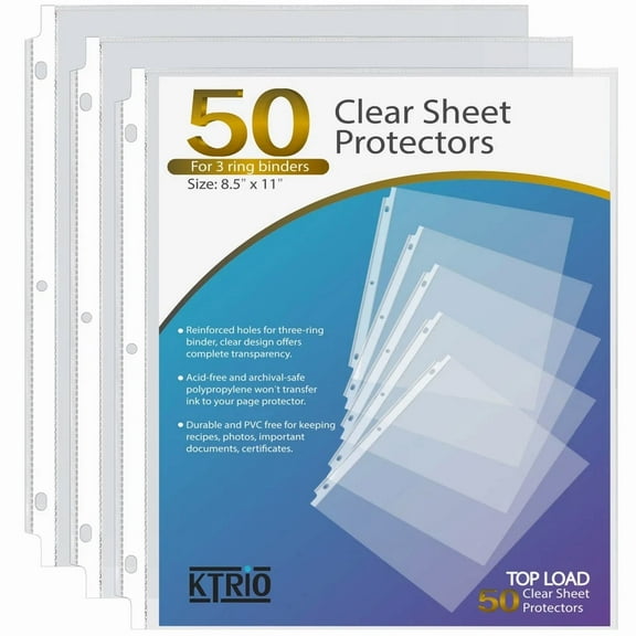 Fyna -Ktrio Sheet Protectors 8.5 X 11 Inch, Clear Page Protector For 3 Ring Binder,...
