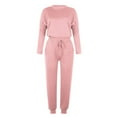 thumbnail image 4 of Women Spring 2 Piece Lounge Outfit Plus Size Long Sleeve Pj Top High Waisted Jogger Pants Set Travel Clothes Tracksuit, 4 of 4