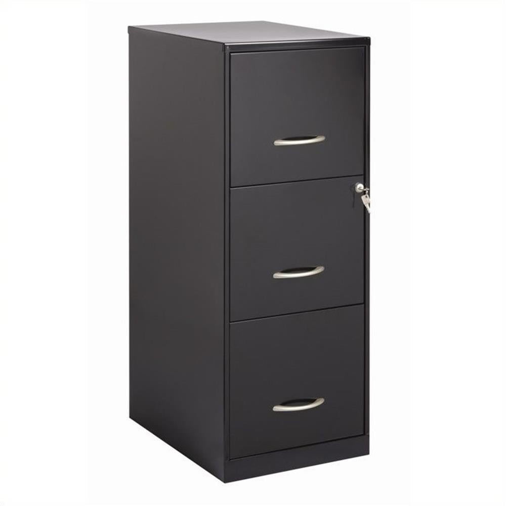 Kingfisher Lane Modern 3 Drawer Metal Vertical File Cabinet with Lock in Black