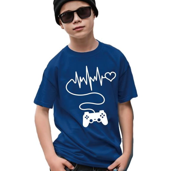 Mikrdoo 11 Kid Boys Tops 12 Years Big Boys Cartoon Game Console Print ECG Graphics Design Summer Casual T-Shirts With Short Sleeve,As Gift