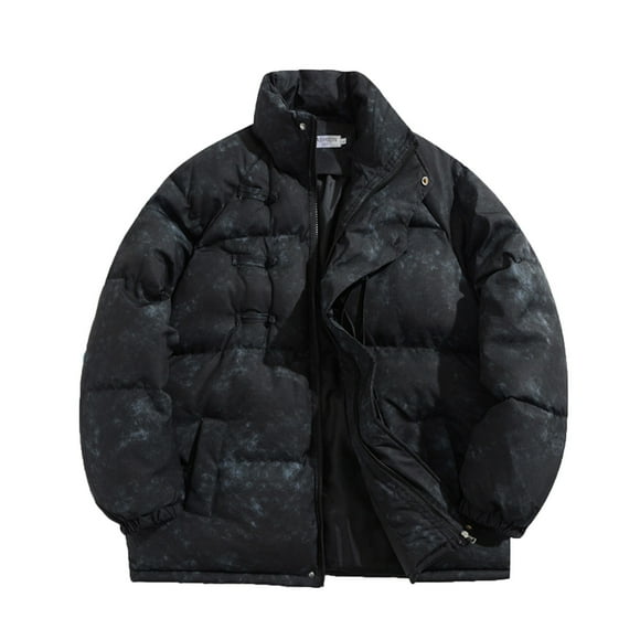 Fengqque Mens Puffer Jacket Winter Warm Lightweight Puffy Coats Waterproof Long Sleeve Zip Up Quilted Parka Jackets Black 16(XXXXL)