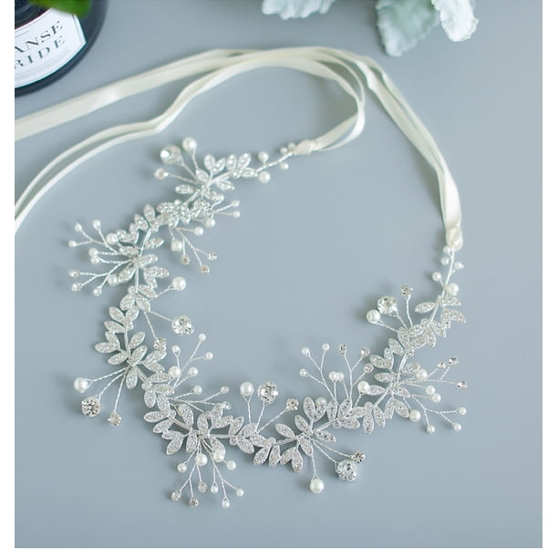 Tiara Tocado Novias Diadema De Cristal Hoja, Hecho A Mano
