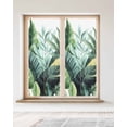 thumbnail image 2 of Window Privacy Film Tropical Plants Stained Glass Window Film Decorative Sun Block Window Cover Country Summer Green Palm Leaves Window Clings Static Adhesive Sticker for Bathroom 23.6"x59", 2 of 7
