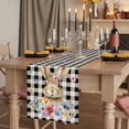thumbnail image 2 of Table Runners 70 Inches Long Dress Scarves, Bunny Easter Farmhouse Coffee/Dining/Kitchen Table Decor, Holiday Table Runner, Black Plaid Spring Floral Pastoral Retro Art 13x70 Inch, 2 of 9