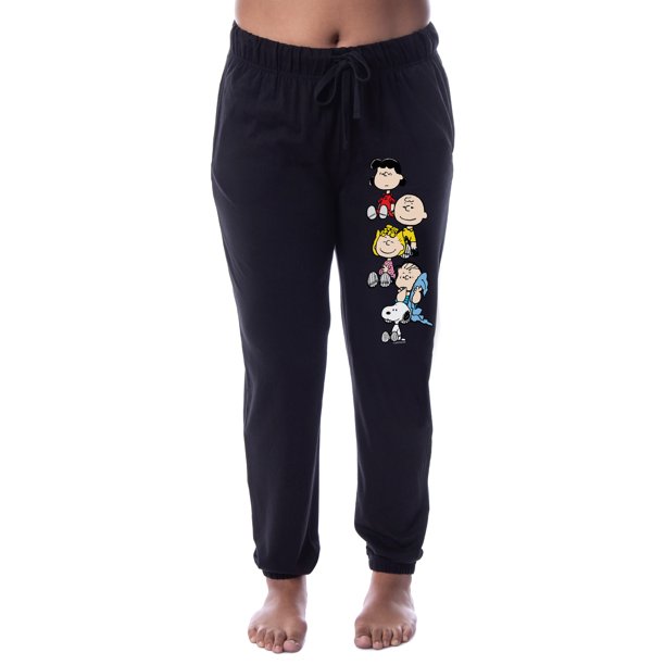 Peanuts Womens' Charlie Brown Snoopy Lucy Sally Linus Jogger Pajama Pants (XL)