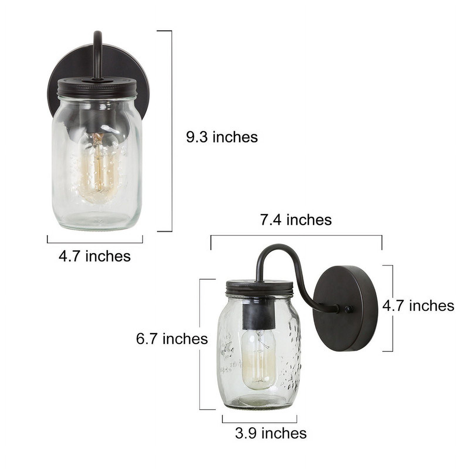 LNC Farmhouse Wall Sconce Oil Rubbed Bronze with Clear Mason Jar Glass Shade