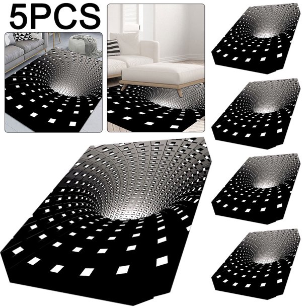 Felpudo Con Ilusión 5 Uds. Alfombra Trampa Payaso Aterrador Alfombrilla para 3D (Rectangular H)