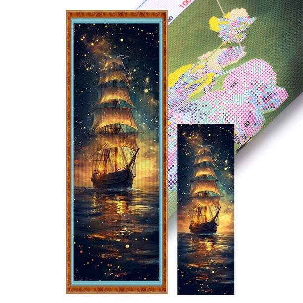 Hilo Algodón Ecológico Bordado Punto Cruz Cielo Estrellado Impreso 11CT 30x90cm