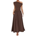 thumbnail image 1 of Vestido largo ZESICA Summer 2025 con un solo hombro marrón para mujer, 1 of 6