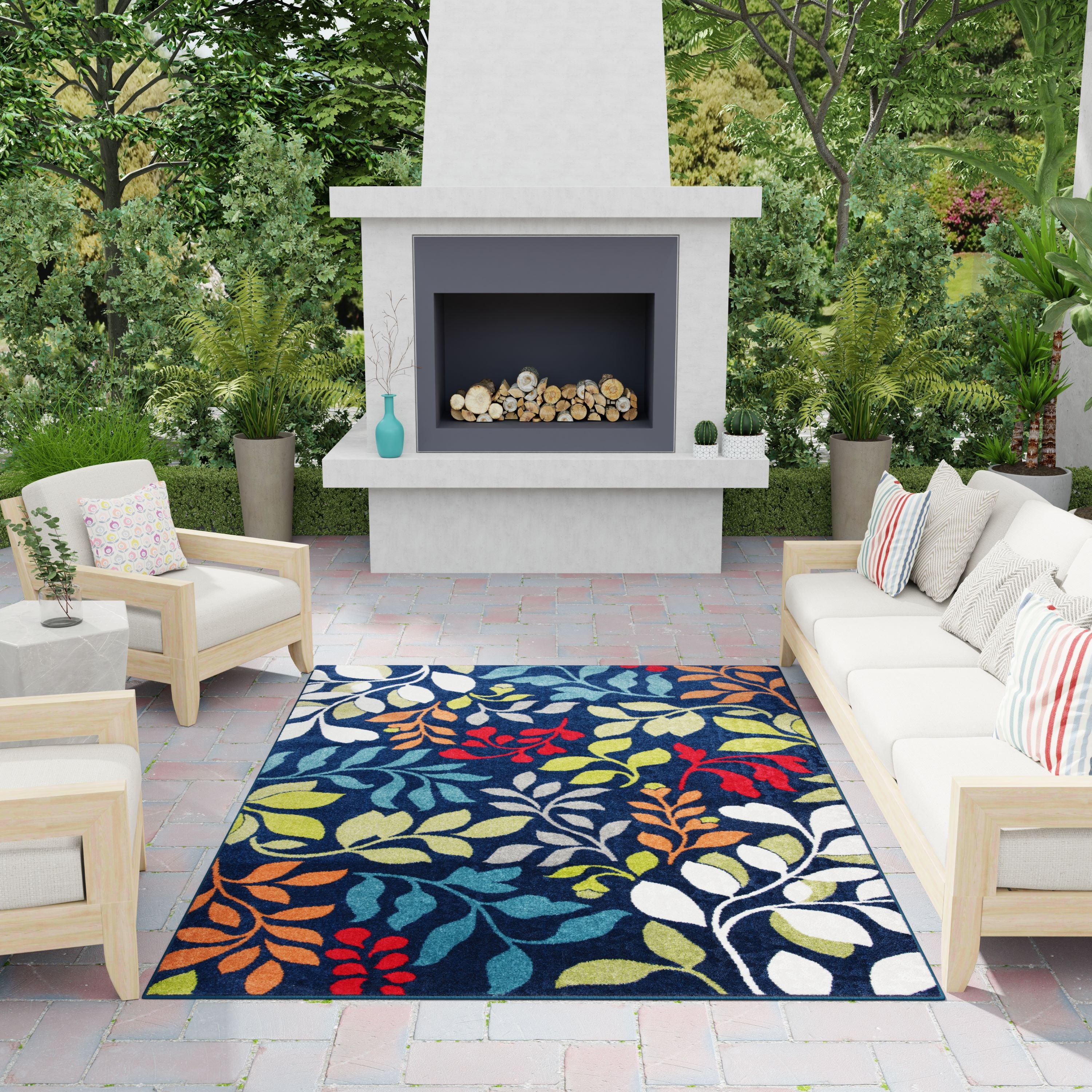 Loomaknoti Terrace Tropic Verinda 6' x 9' Floral Indoor/Outdoor Area Rug , Blue/Green