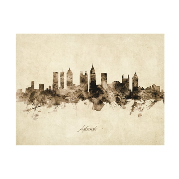 Michael Tompsett 'Atlanta Georgia Skyline Vintage' Canvas Art