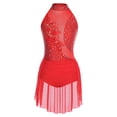 thumbnail image 3 of Raenseen Robe de Danse Lyrique pour Femme Justaucorps Sans Manches avec Jupe Costume de Patinage Artistique sur Glace Rouge G, 3 of 6