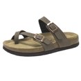 thumbnail image 1 of Women's Double Strap Thong Genuin Leather Footbed Insole Flat Sandals, 1 of 2