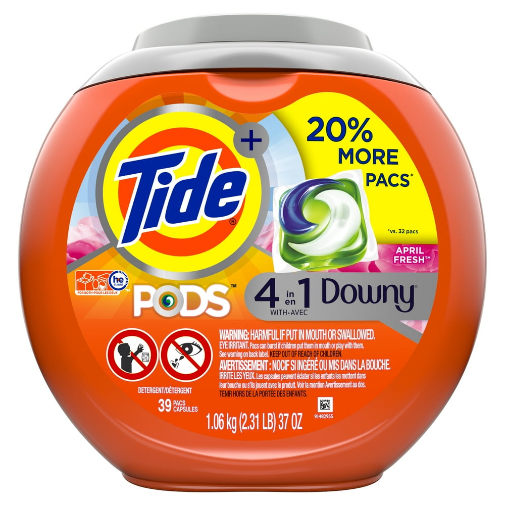 Tide PODS Liquid Laundry Detergent Pacs with Downy, April Fresh, 39