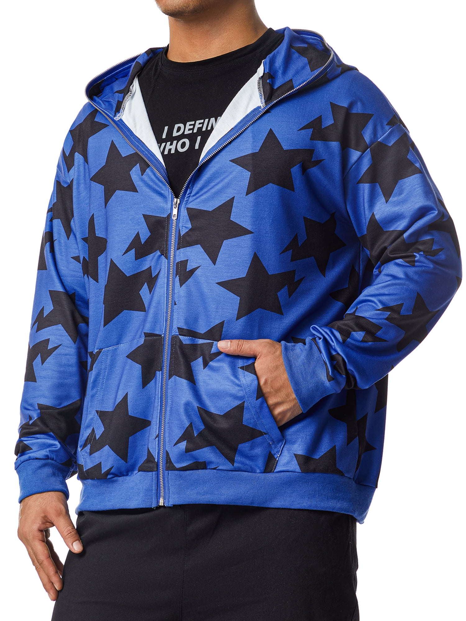 ZIYIXIN Men's Star Print Zip Up Hoodie Long Sleeve Y2k Oversized Couple's  Sweatshirt with Pockets 