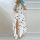 thumbnail image 3 of Vestido largo de mujer con estampado de rayas y botones maxi vestido, 3 of 4