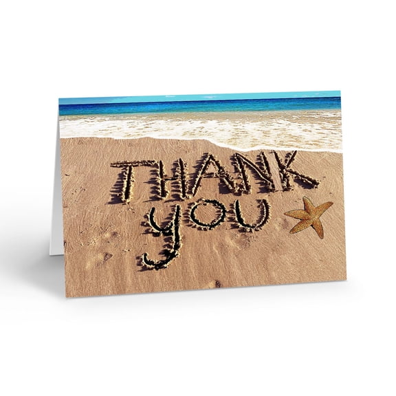 Beach Blank Thank You Note Card - 10 Note Cards with Envelopes - 14394