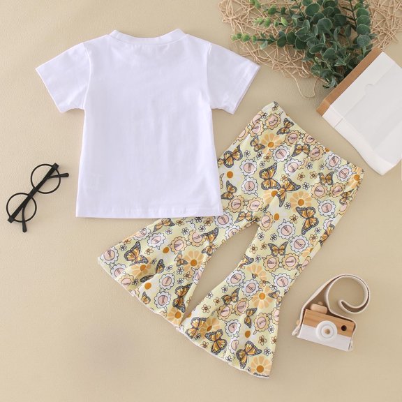 Vedolay Pant Sets Girl Two Piece Summer Toddler Little Girl Clothes Set Halterneck Top with Pant Outfit,White 18-24 Months