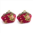 thumbnail image 1 of 2X Portefeuille, Mini Porte-Monnaie Vintage à Fleurs pour Femme (Rouge), 2 x Porte-Monnaie, rose Rouge, 1 of 4