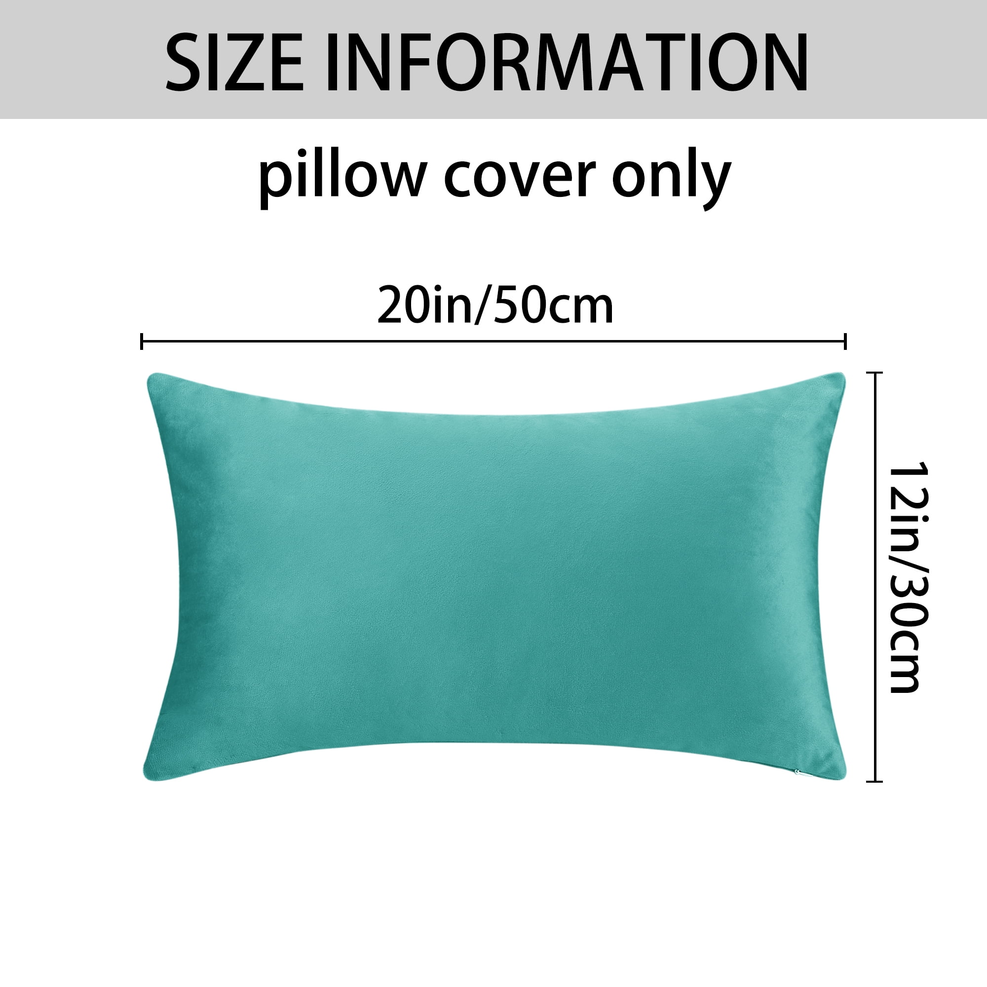 Unique Bargains Velvet Modern Zipper Cushion Decorative Throw Pillow Covers (2 Count) Light Blue 12" x 20"