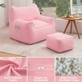 thumbnail image 3 of Lusimo Bean Bag Chair with Ottoman Bean Bag with Footstool for Adults Teens, Bean Bag Sofa with Washable Cover, Pocket, Handle for Bedroom, Living Room, Pink, 3 of 11