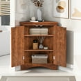 thumbnail image 1 of Holaki Brown Triangle Bathroom Storage Cabinet with Adjustable Shelves, Freestanding Floor Cabinet for Home Kitchen, 1 of 9