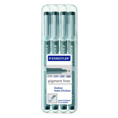 Staedtler Pigment Liner STAEDTLER-MARS LIMITED 308WP4 STAEDTLER PIGMENT LINER SKETCH PEN BLACK 4 PIECE SET ()