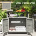 thumbnail image 3 of Grey PE Wicker Outdoor Storage Cabinet with Two Doors and Open Shelf, Weather Resistant Rattan Patio Sideboard for Pool, Backyard, and Spa, 35.4"L x 20.9"W x 33.5"H, Steel Frame, 3 of 7