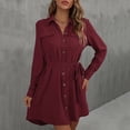 thumbnail image 2 of Werulen Button Down Belted Sundresses for Women, Loose Tunics Midi Sun Dresses Women Summer Casual Long Sleeve Tshirt Dress, 2 of 6